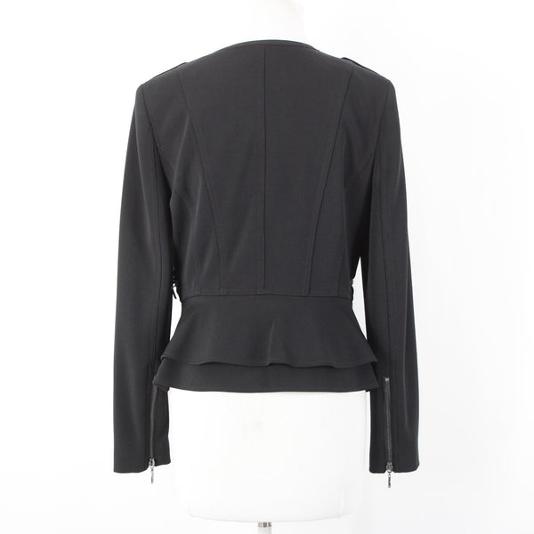 White House Black Market NEW $140 Sz 6 Black Zipper Pkt Poly Spandex Moto Jacket