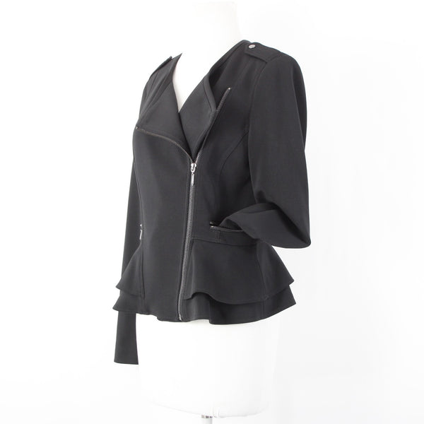 White House Black Market NEW $140 Sz 6 Black Zipper Pkt Poly Spandex Moto Jacket