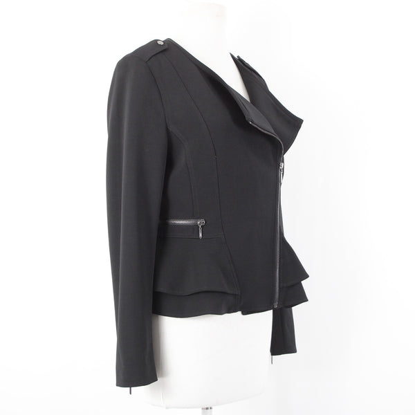 White House Black Market NEW $140 Sz 6 Black Zipper Pkt Poly Spandex Moto Jacket