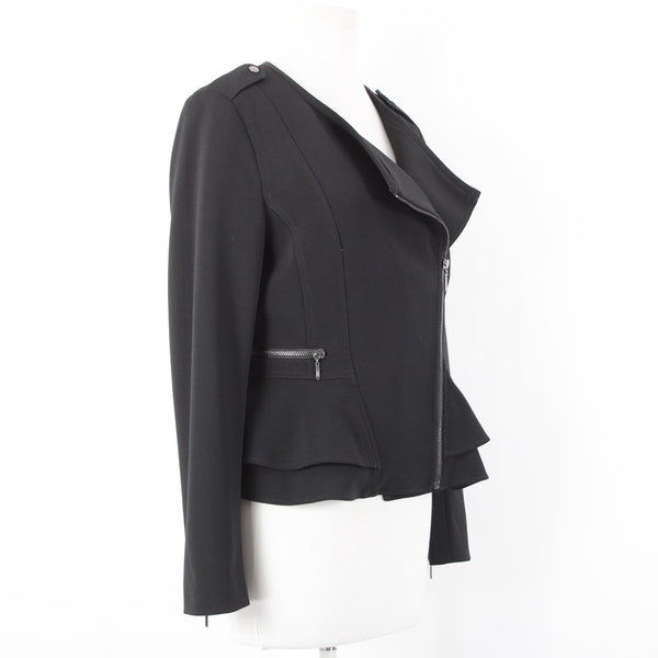 White House Black Market NEW $140 Sz 6 Black Zipper Pkt Poly Spandex Moto Jacket