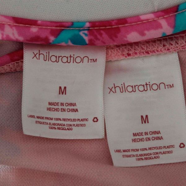 Xhilaration Sz M Pink Teal 2Pc Halter Nylon Spandex Poly Underwire Swimsuit