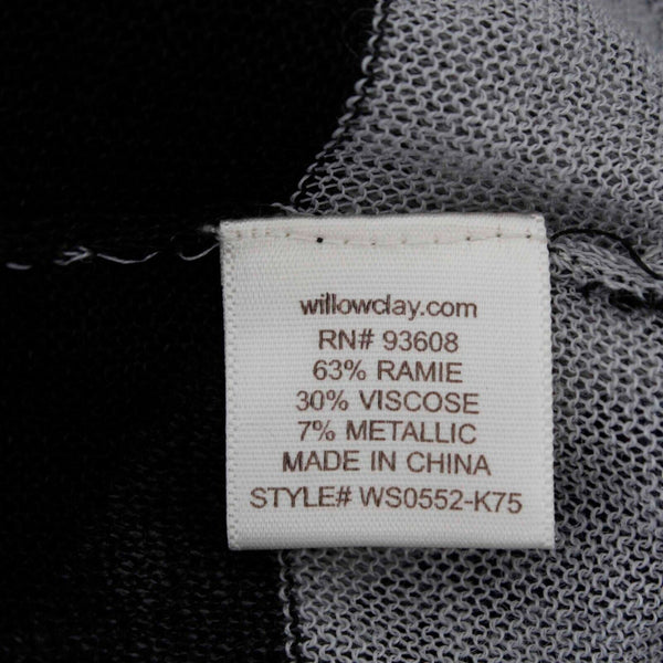 Willow Clay Sz L? Black Gray Navy Open Knit Sheer Striped Ramie Viscose Top