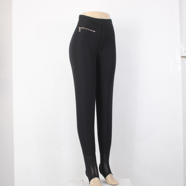 Bogner Pant Ski Vtg Sz 8 x 26 Black Zipper Stirrup Nylon Elastane Pant