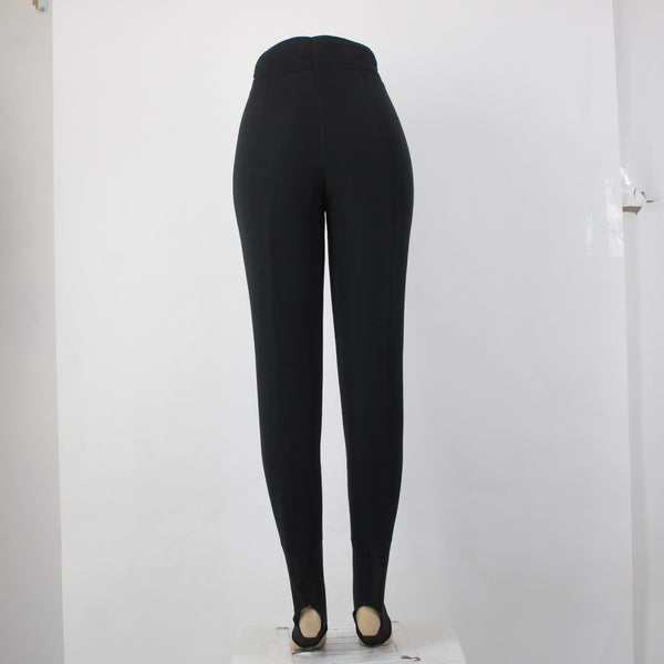 Bogner Pant Ski Vtg Sz 8 x 26 Black Zipper Stirrup Nylon Elastane Pant