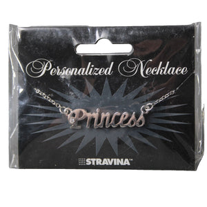 PRINCESS NEW Name Silvertone Rhinestone 14.5" w 4.5" Multi Ring Ext Necklace
