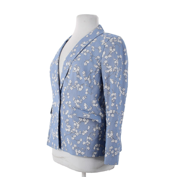 Talbots Blazer Jacket NEW $179 Sz 14 Blue White Floral Collared Cotton Nylon