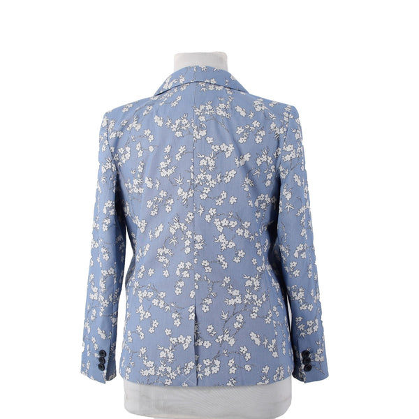 Talbots Blazer Jacket NEW $179 Sz 14 Blue White Floral Collared Cotton Nylon