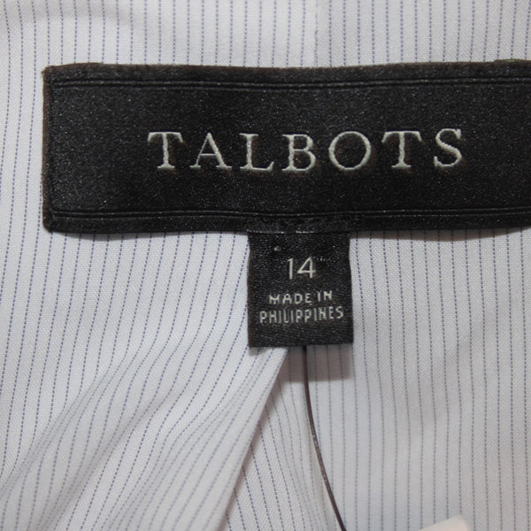 Talbots Blazer Jacket NEW $179 Sz 14 Blue White Floral Collared Cotton Nylon