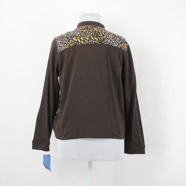 Koret Sport Jacket Sz PXL Wild Wish Brown Gold Multi Zip Up 100% Cotton Jacket