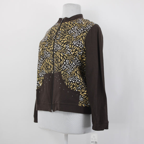 Koret Sport Jacket Sz PXL Wild Wish Brown Gold Multi Zip Up 100% Cotton Jacket
