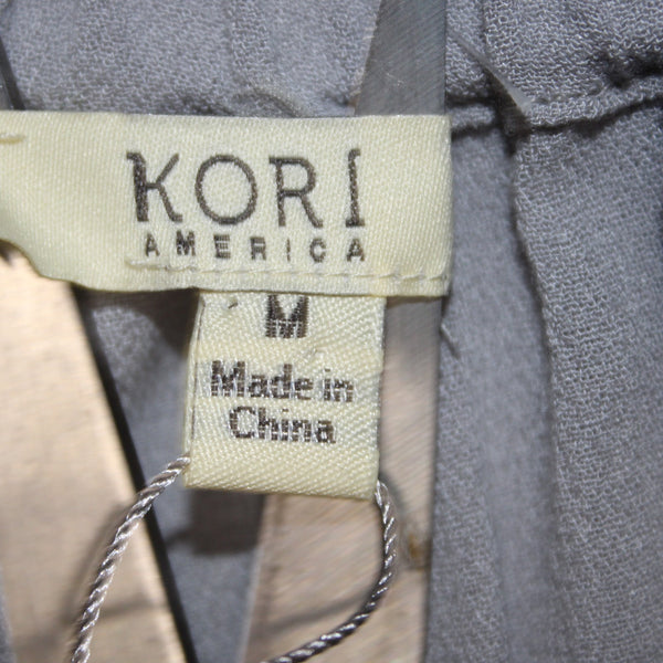 Kori America Romper NEW Sz M x 2 Gray Embordered Sleeve Ruching 100% Rayon