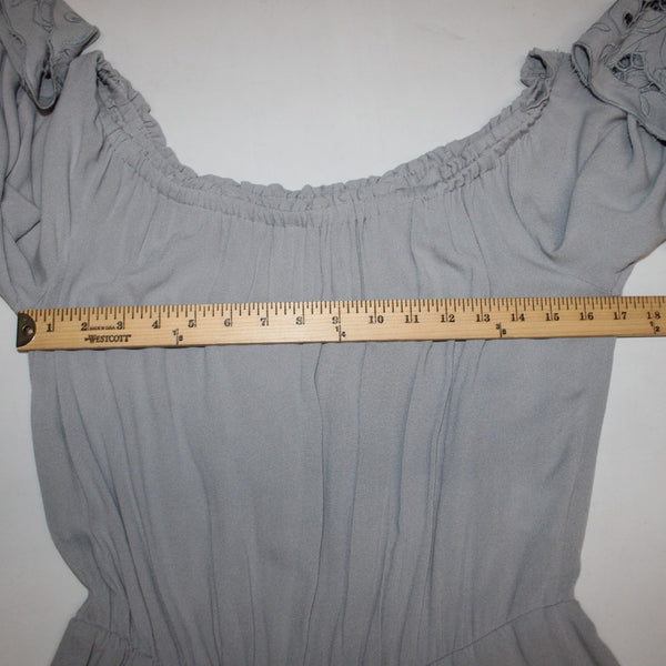 Kori America Romper NEW Sz M x 2 Gray Embordered Sleeve Ruching 100% Rayon