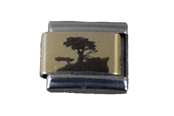 Forever Charms "Cypress Tree" Stainless Steel Stretch Link Italian Charm