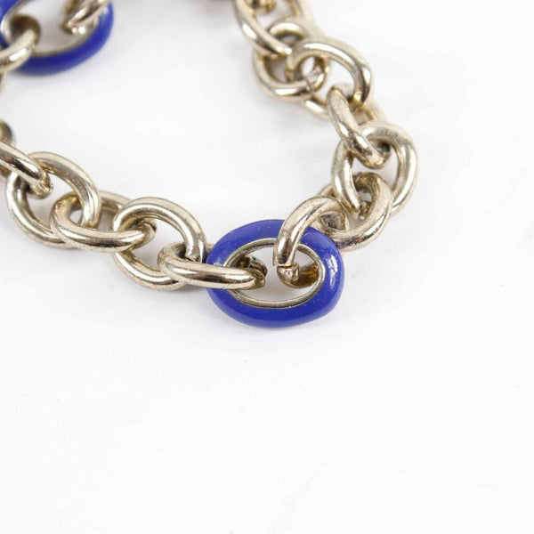J Crew 36.5" Goldtone Blue Enamel Oval Single Strand Chain Necklace