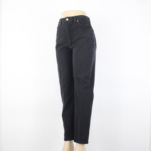 St John Signature Sz 8 x 29 Black Denim Pockets Logo Cotton Lycra Jeans