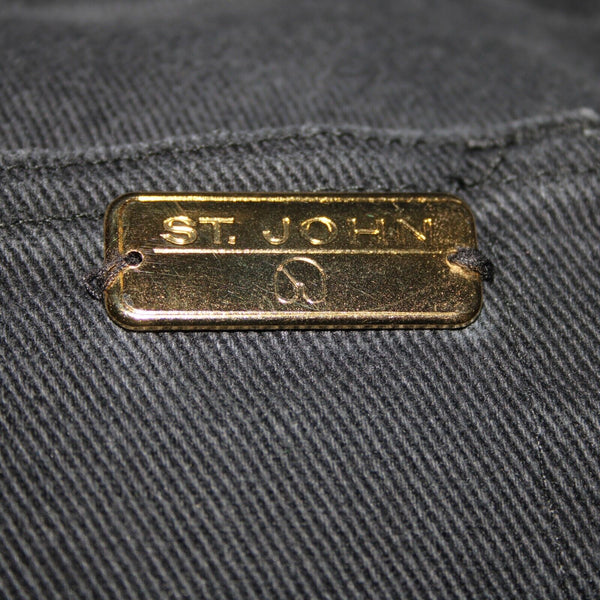St John Signature Sz 8 x 29 Black Denim Pockets Logo Cotton Lycra Jeans