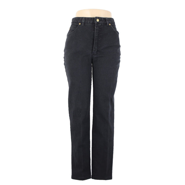 St John Signature Sz 8 x 29 Black Denim Pockets Logo Cotton Lycra Jeans