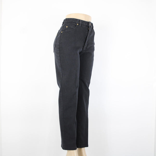 St John Signature Sz 8 x 29 Black Denim Pockets Logo Cotton Lycra Jeans