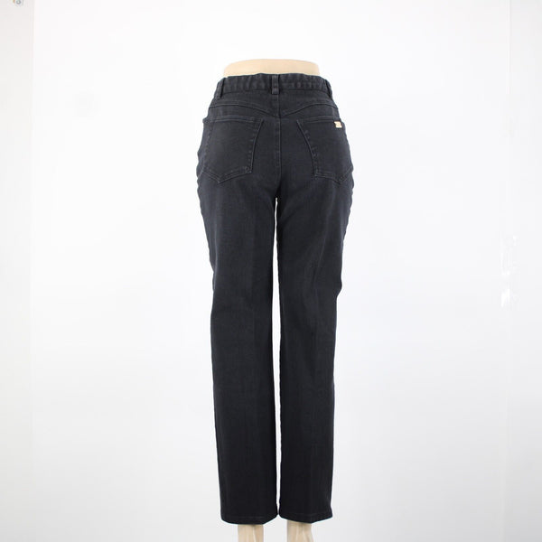 St John Signature Sz 8 x 29 Black Denim Pockets Logo Cotton Lycra Jeans