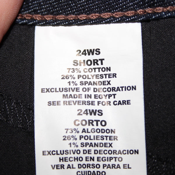 JMS NEW Short Sz 24WS x 28 Dark Blue Denim Pockets Straight Cotton Poly Jeans