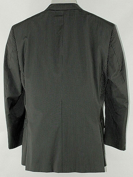 BCBG Attitude Sz 44R Black Tan Pinstriped 100% Wool Lined 6 Pocket Blazer