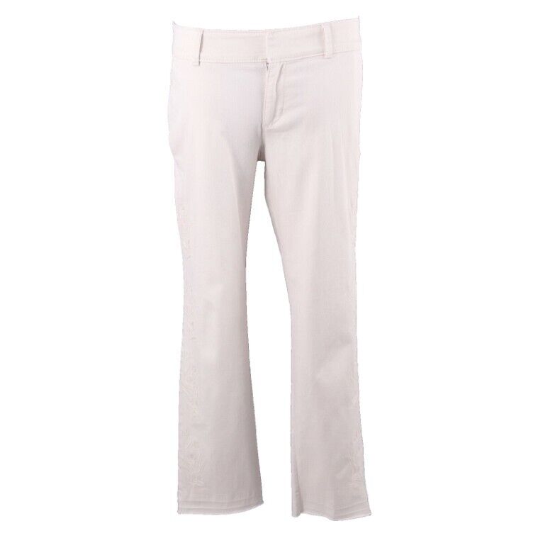 Ann Taylor LOFT NEW $60 Sz 6 x 27 GF Chino Tan Embroidered Raw Edge Pant
