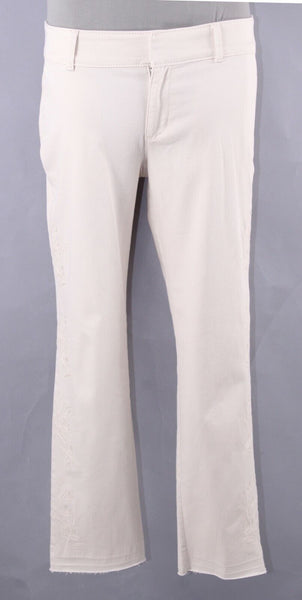 Ann Taylor LOFT NEW $60 Sz 6 x 27 GF Chino Tan Embroidered Raw Edge Pant
