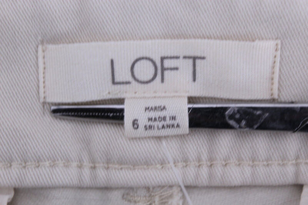 Ann Taylor LOFT NEW $60 Sz 6 x 27 GF Chino Tan Embroidered Raw Edge Pant