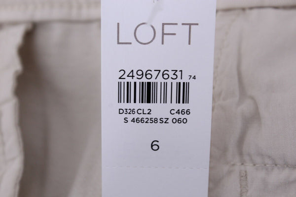 Ann Taylor LOFT NEW $60 Sz 6 x 27 GF Chino Tan Embroidered Raw Edge Pant