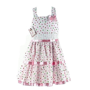 Lele For Kids NEW $45 Sz 5 Pink Green Red Multi Cotton Polyester Tiered Dress