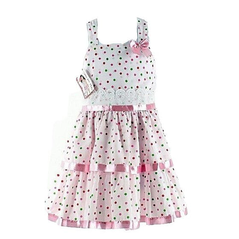 Lele For Kids NEW $45 Sz 5 Pink Green Red Multi Cotton Polyester Tiered Dress