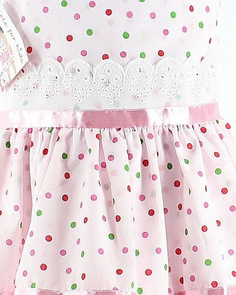 Lele For Kids NEW $45 Sz 5 Pink Green Red Multi Cotton Polyester Tiered Dress