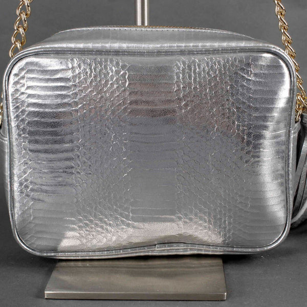 Victorias Secret 9 X 7 X 2 Silver Gold Hardware Textured Faux Leather Purse