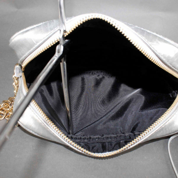 Victorias Secret 9 X 7 X 2 Silver Gold Hardware Textured Faux Leather Purse