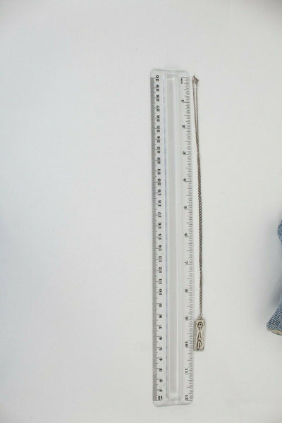 Sterling Silver 18in Chain with Rectangular Cartouche Pendant Bohemian Necklace