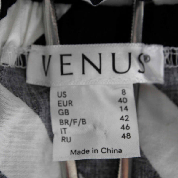 Venus Sz 8 White Black Yellow Off Shoulder Polyester Spandex Bodycon Dress