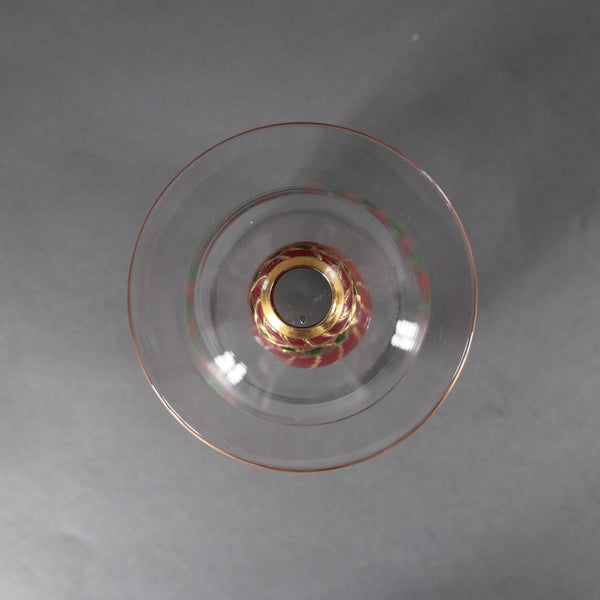 Bohemian Unbranded Wine Glass Red Green Painted Bohemian 6.25"  Wine Glass