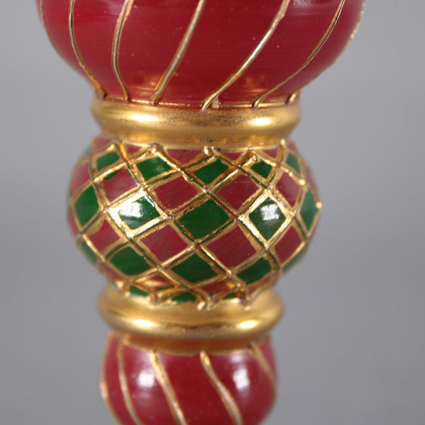 Bohemian Unbranded Wine Glass Red Green Painted Bohemian 6.25"  Wine Glass