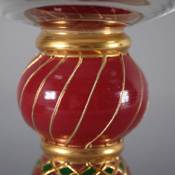 Bohemian Unbranded Wine Glass Red Green Painted Bohemian 6.25"  Wine Glass