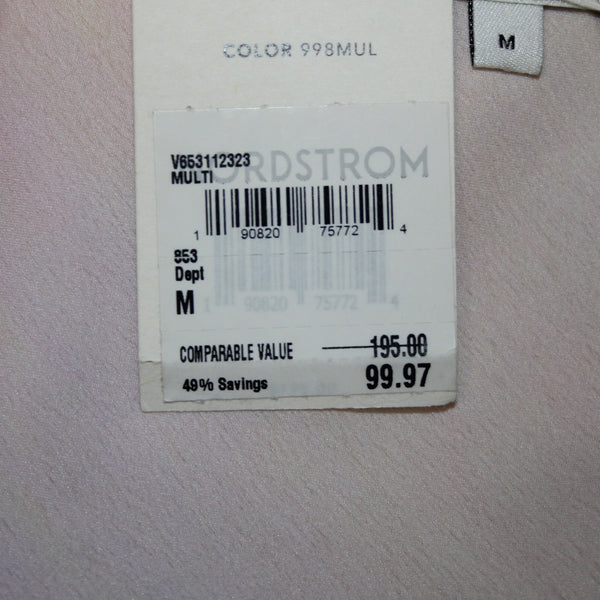 Vince Top NEW $100 Sz M Pink Yellow Multi Colored Sheer 100% Polyester Top