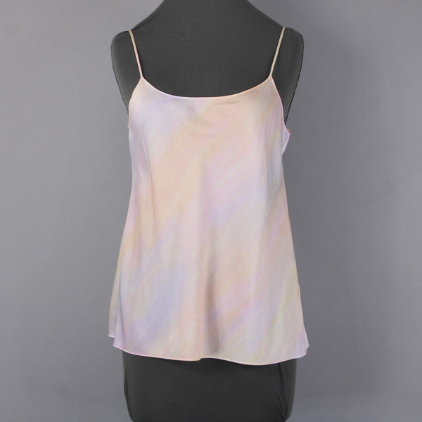 Vince Top NEW $100 Sz M Pink Yellow Multi Colored Sheer 100% Polyester Top