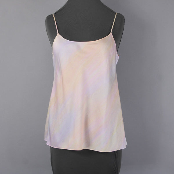 Vince Top NEW $100 Sz M Pink Yellow Multi Colored Sheer 100% Polyester Top