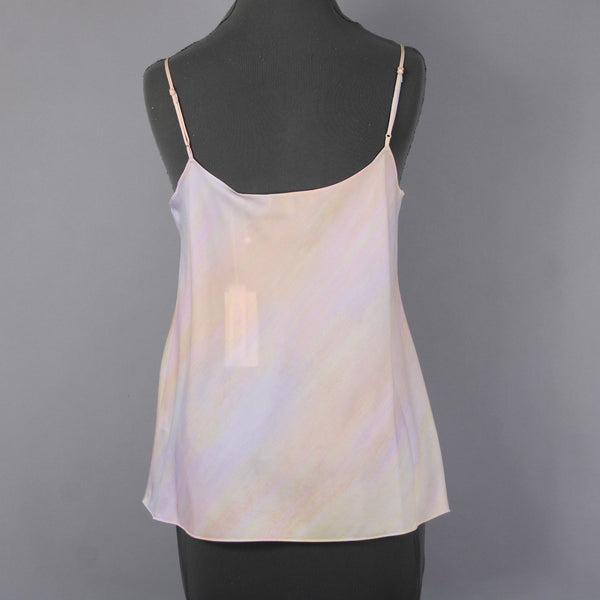 Vince Top NEW $100 Sz M Pink Yellow Multi Colored Sheer 100% Polyester Top