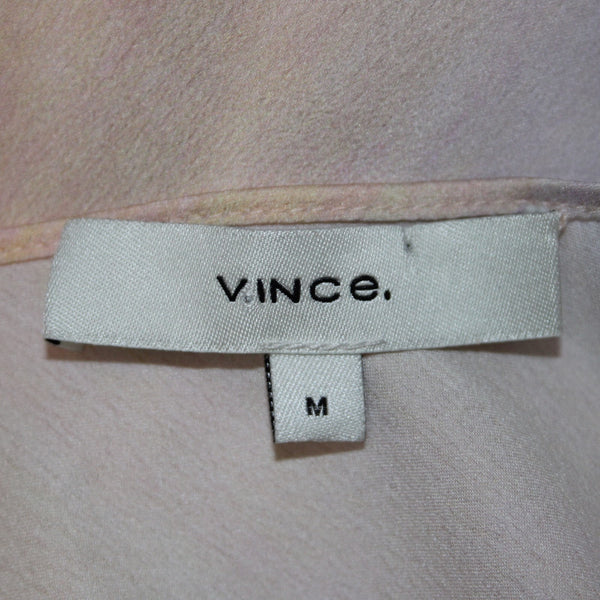 Vince Top NEW $100 Sz M Pink Yellow Multi Colored Sheer 100% Polyester Top