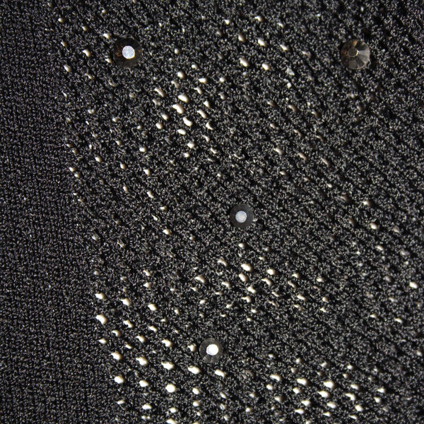 Frank Lyman Sz L Black Studded Mesh Eyelets Faux Leather  Rayon Polyester Top