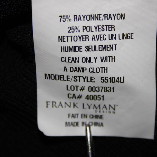 Frank Lyman Sz L Black Studded Mesh Eyelets Faux Leather  Rayon Polyester Top