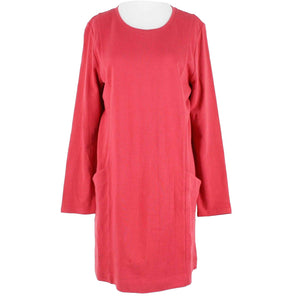 J Jill NEW $79 Sz LP Red Front Pocketed 100% Cotton Knit Dress
