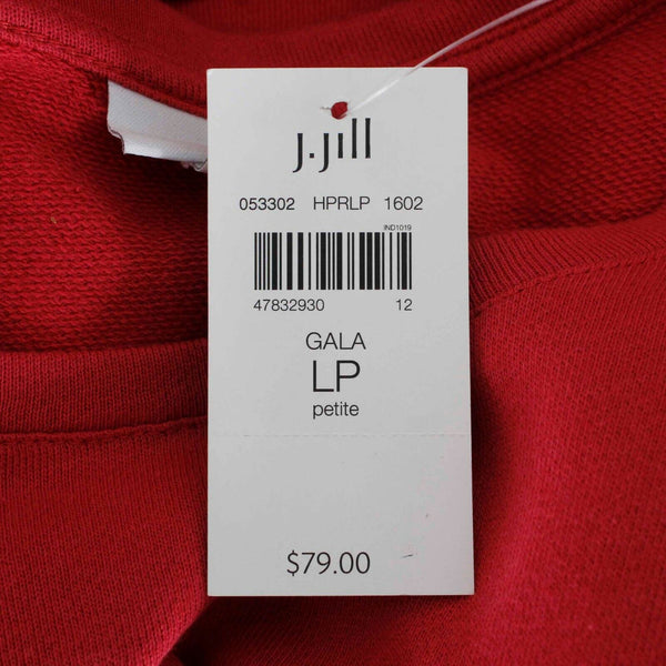 J Jill NEW $79 Sz LP Red Front Pocketed 100% Cotton Knit Dress