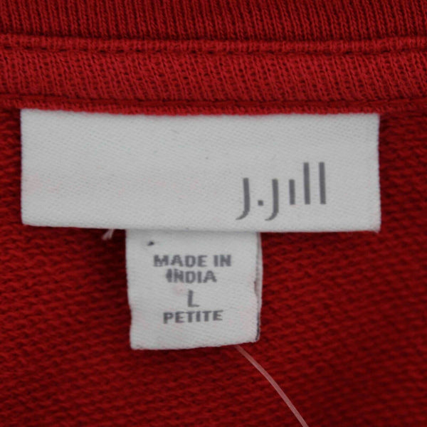 J Jill NEW $79 Sz LP Red Front Pocketed 100% Cotton Knit Dress