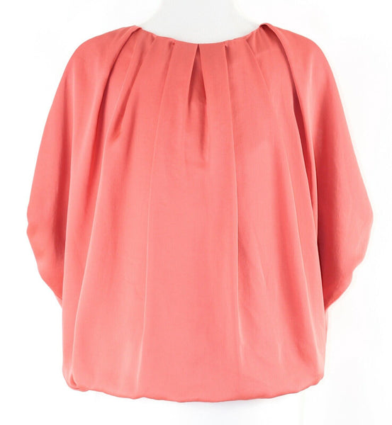H&M NEW $40 Sz 4 Light Rust Pleated Neck Bubble Recycled Poly Blend Blouse